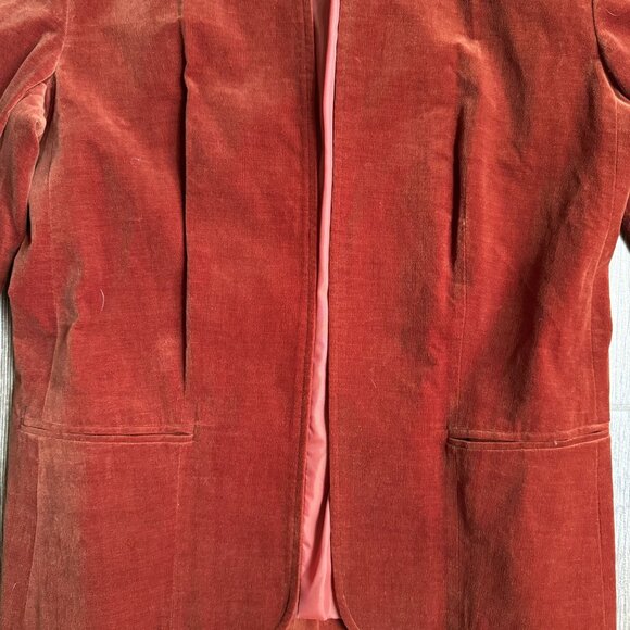 Vtg‎ Orange Velveteen Blazer By Pykettes 16 Preppy Academia Classic Jacket - Picture 8 of 8